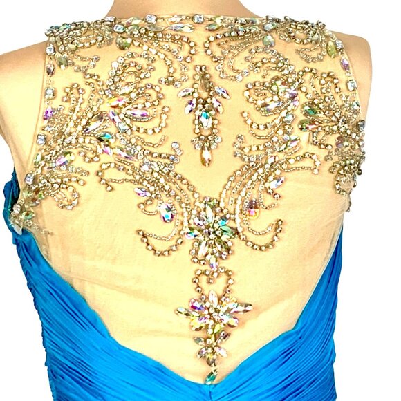Rachel Allan Embellished Hand Beaded Gown Prom 8 Turquoise Pageant Formal Dress - Picture 6 of 12